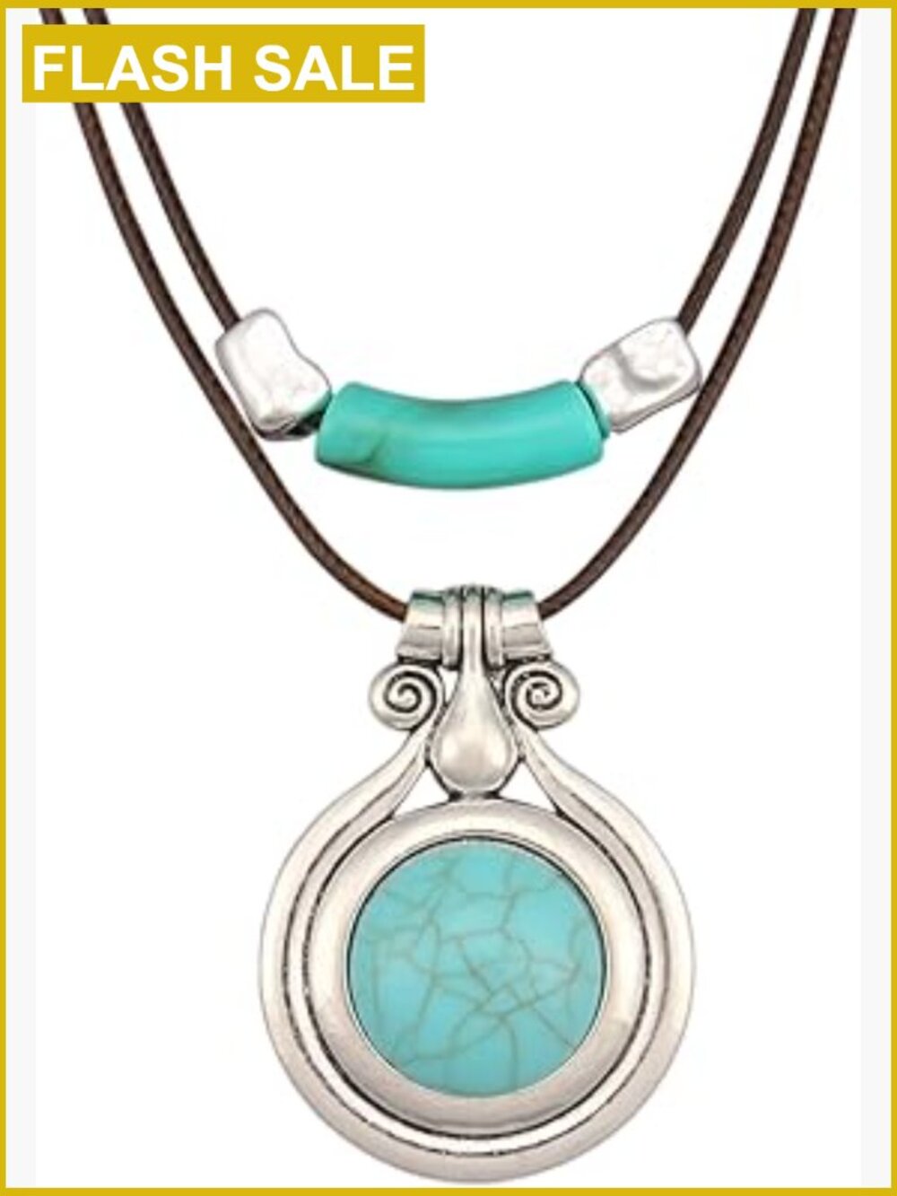 Chunky Boho Pendant Choker Necklace for Women Statement Western Jewelry